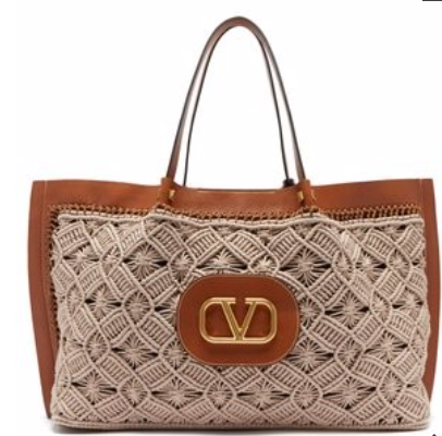 VALENTINO  Go Logo Escape macramé and leather tote bag