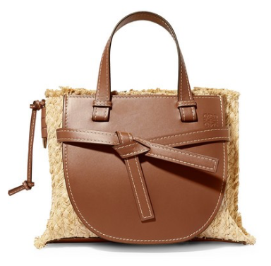 LOEWE Gate small leather and raffia tote