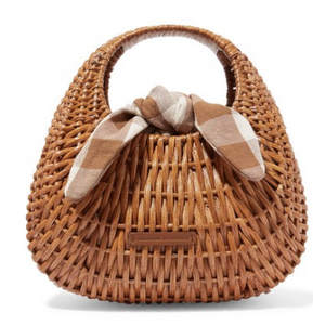 LOEFFLER RANDALL Lorna wicker and gingham canvas tote