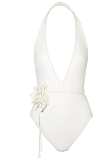 ZIMMERMANN Corsage Flower belted halterneck swimsuit