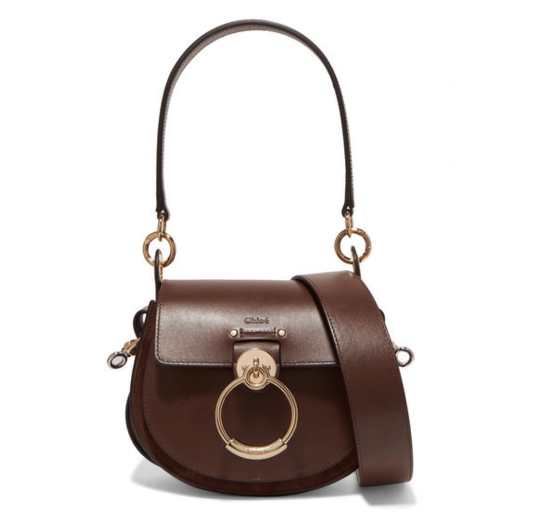 Chloé - Tess Small Leather And Suede Shoulder Bag - Brown